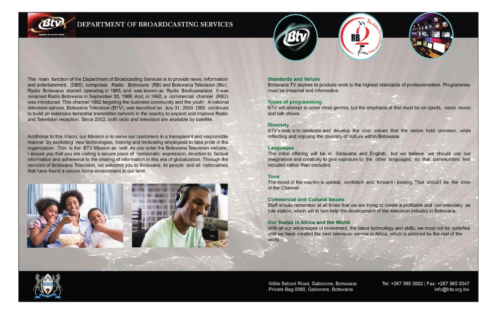 Department of Broadcasting Services — view organisation