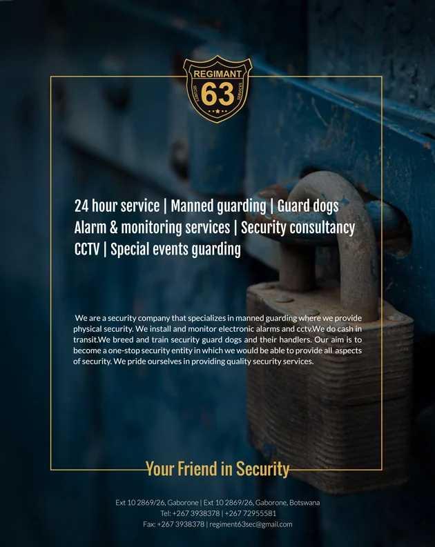 Regimant 63 Security (Pty) Ltd — view organisation